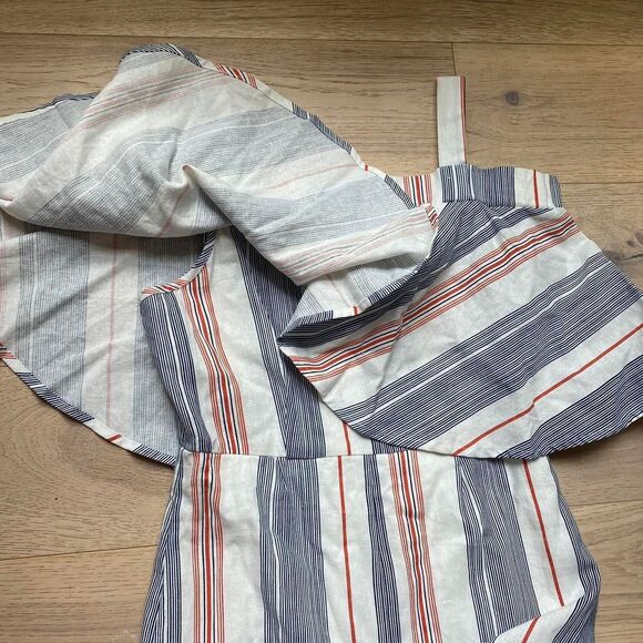 Linen Red White and Blue and Red romper - Picture 3 of 6